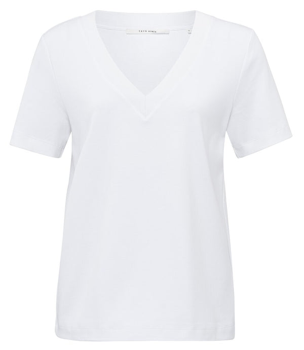 YAYA - Top V-Neck Shirt Pure White