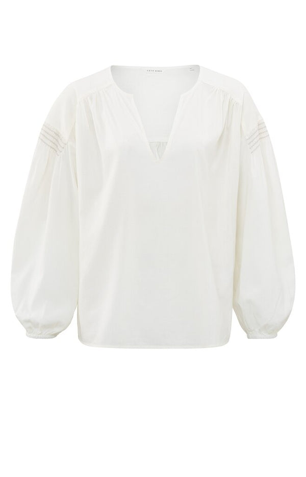 YAYA - Blouse Woven V-Neck Blanc De Blanc White