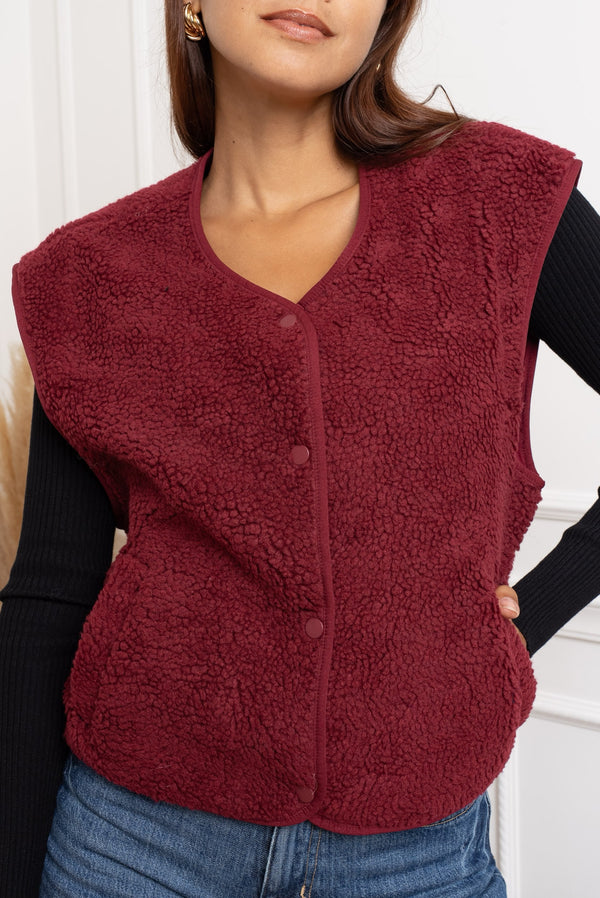 Jas - Teddy Gilet Bordeaux