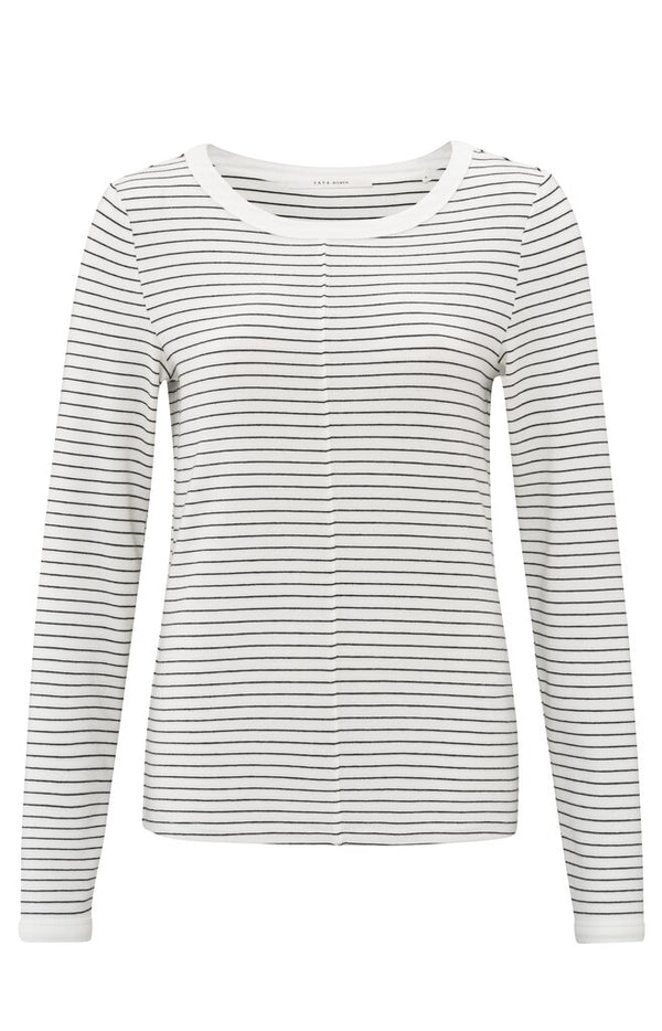 YAYA - Top Striped Long Sleeve Blanc De Blanc White Dessin