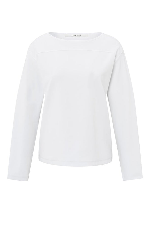 YAYA - Top Long Sleeve With Seam Pure White