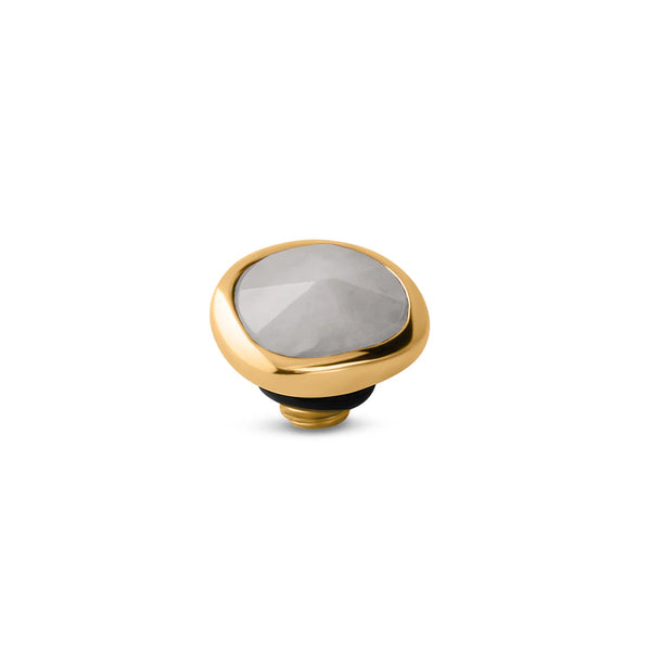 Melano - Steen Twisted Cloud 9mm White Jade Goud/Zilver