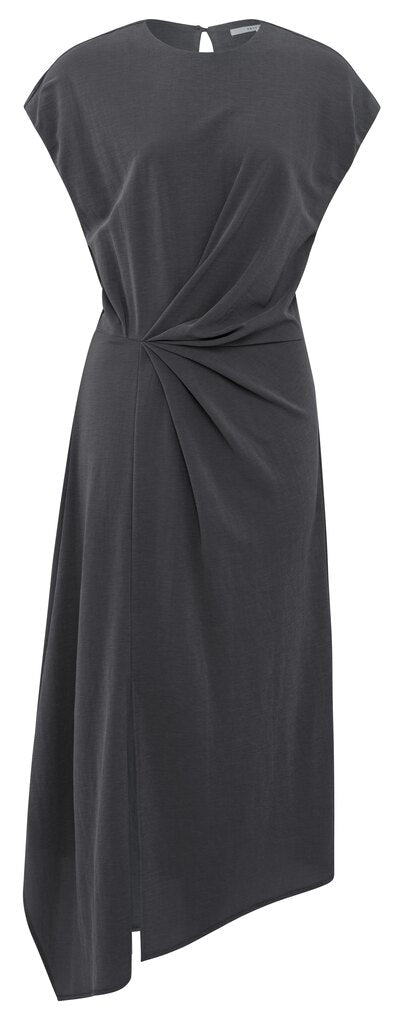 YAYA - Jurk Pleated Modal Dress Anthracite