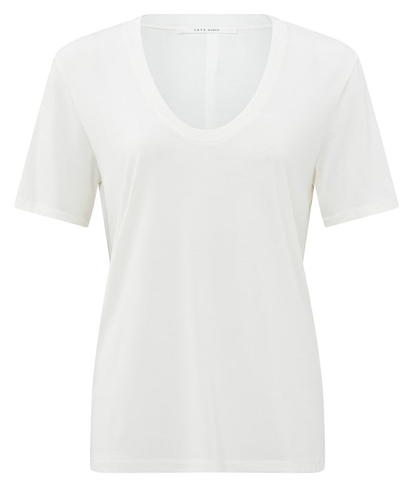 YAYA - Top With Rounded V-Neck Blanc De Blanc White