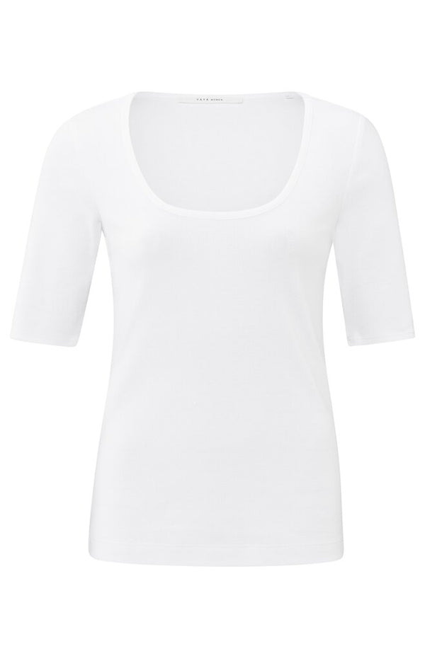 YAYA - Top Round Neck Rib Shirt Pure White