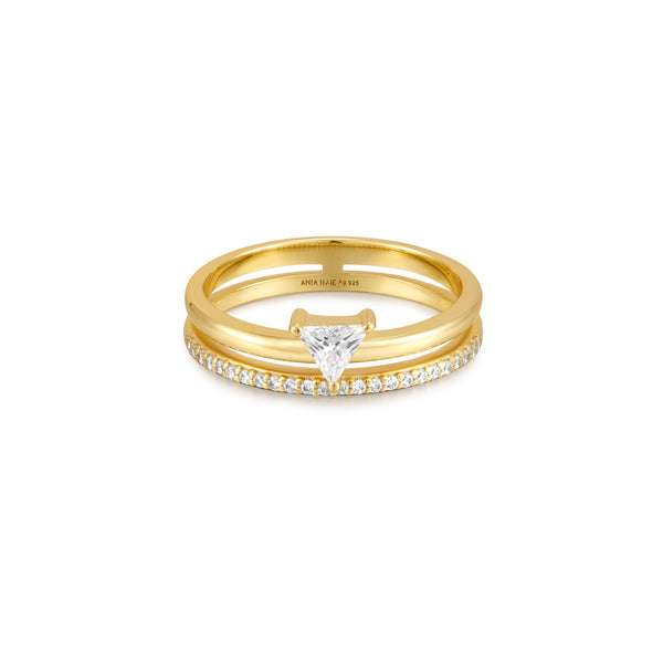 Ania Haie - Ring Gold Double White Triangle Stacker