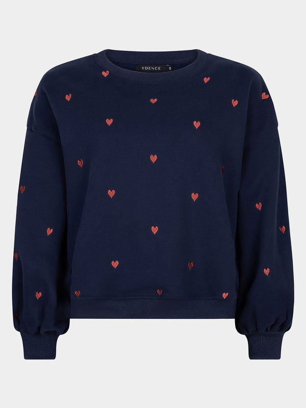 Ydence - Trui Hearts Sweater Navy Blue