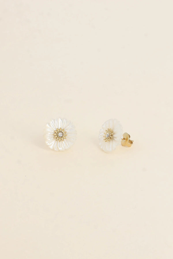 Oorbellen - Daisy Studs Pearly Flower 15 mm