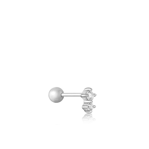 Ania Haie - Oorbel piercing (per stuk) Silver Double Sparkle Barbell