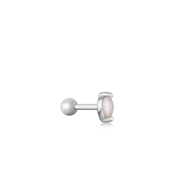 Ania Haie - Oorbel piercing (per stuk) Silver Kyoto Opal Marquise Barbell